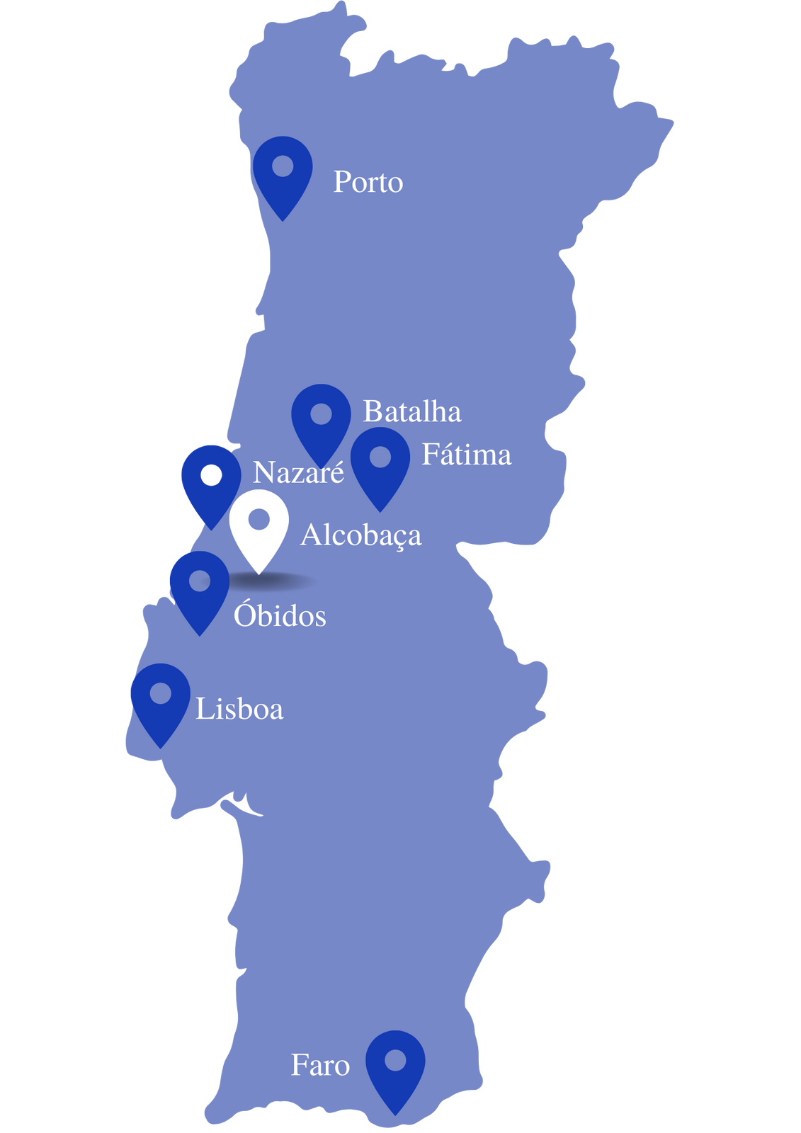 Mapa de Portugal com a localização de Alcobaça